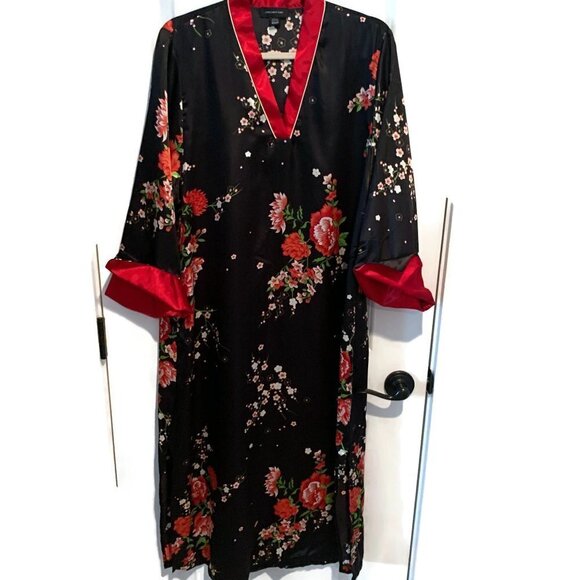 Jones New York Oriental/Asian Inspired V-Neck Floral Midi Nightgown Size Medium - Picture 2 of 8
